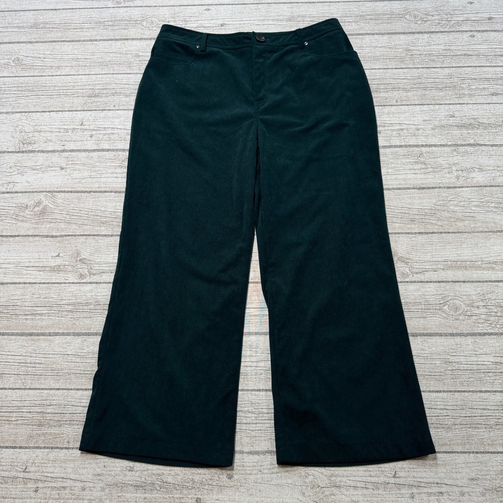 7 For All Mankind Corduroy Pants Women's L Dark Green Wide Leg High Rise Baggy